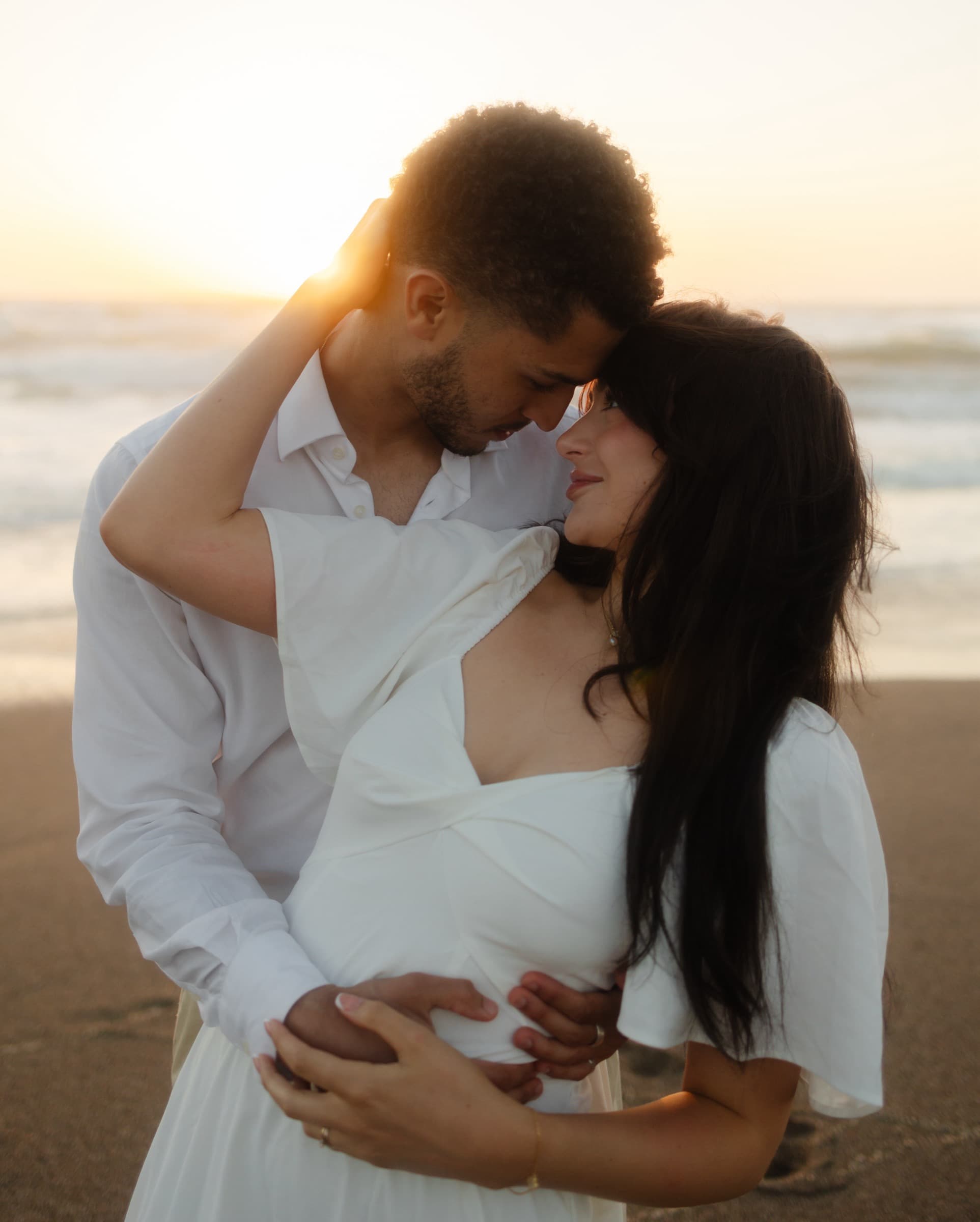 Candid moment between Berkeley and Robin on the beach